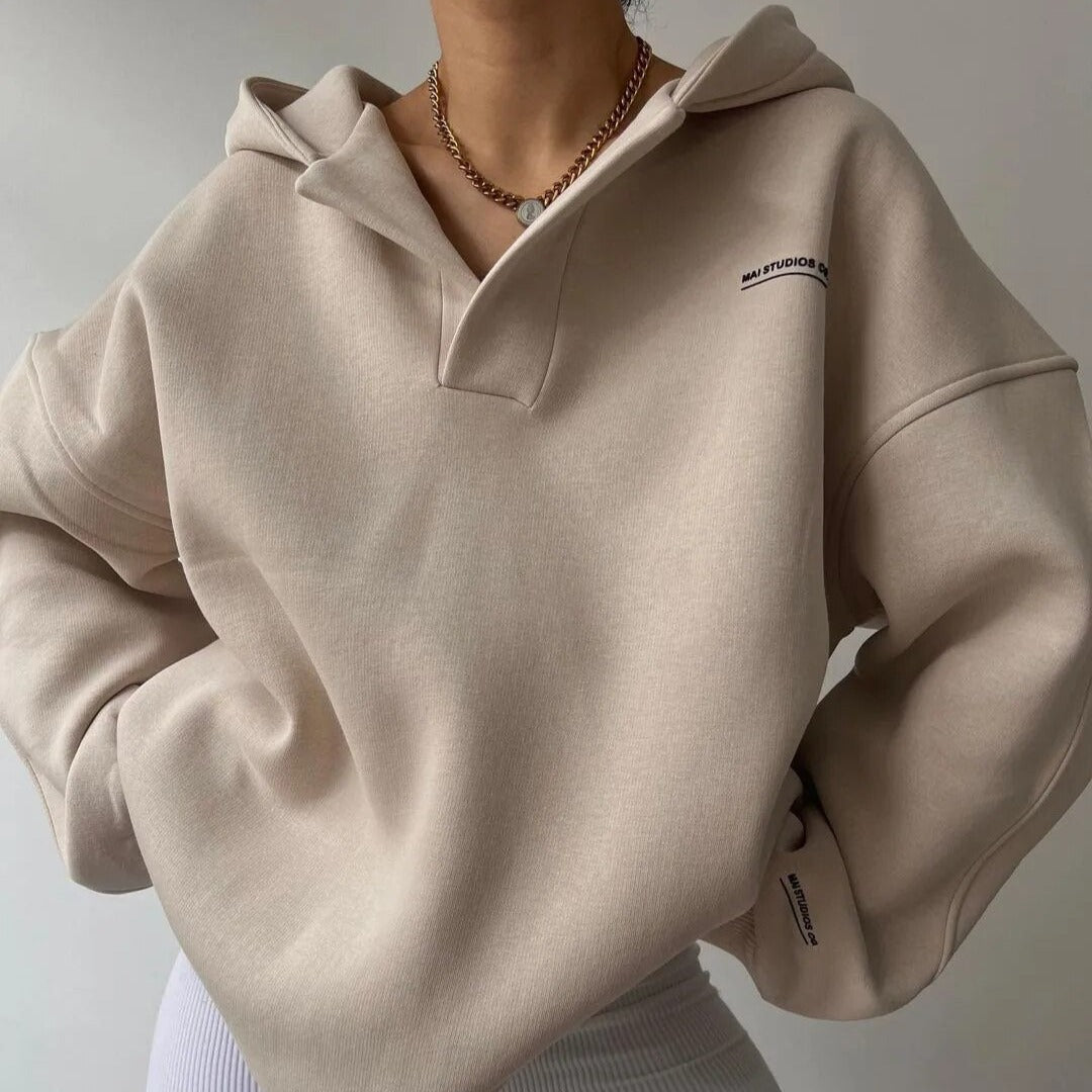 Oversized Damen Fleece Hoodie aus Baumwolle – Casual für Herbst und Winter