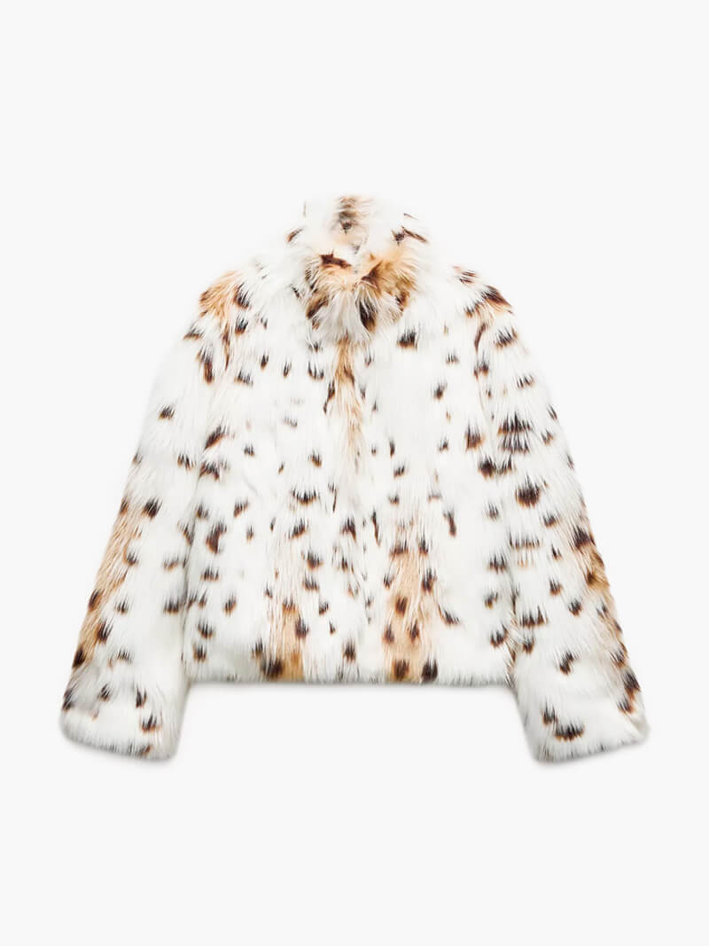 Audrey - Pelzjacke mit Leopardenmuster