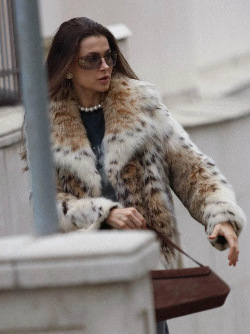 Audrey - Pelzjacke mit Leopardenmuster