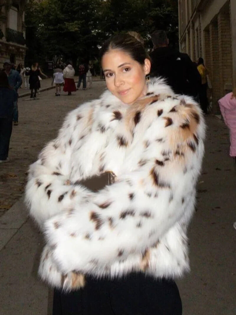 Audrey - Pelzjacke mit Leopardenmuster