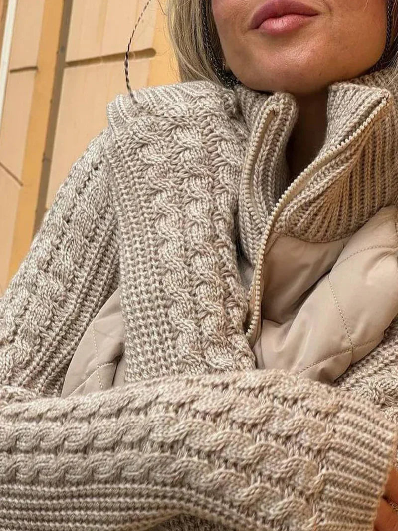 Eleganter Damen Baumwoll-Kardigan für den Frühling – Lässiger Übergangs-Pullover mit Reißverschluss
