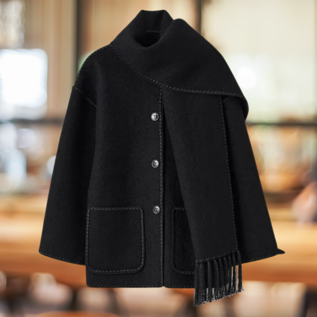 Renata™ - Stilvoller Wollmantel mit Winter-Schal