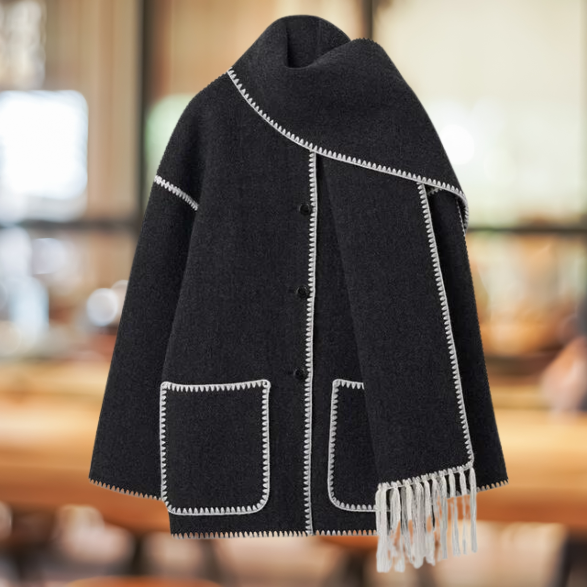 Renata™ - Stilvoller Wollmantel mit Winter-Schal