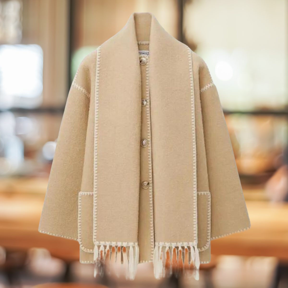 Renata™ - Stilvoller Wollmantel mit Winter-Schal