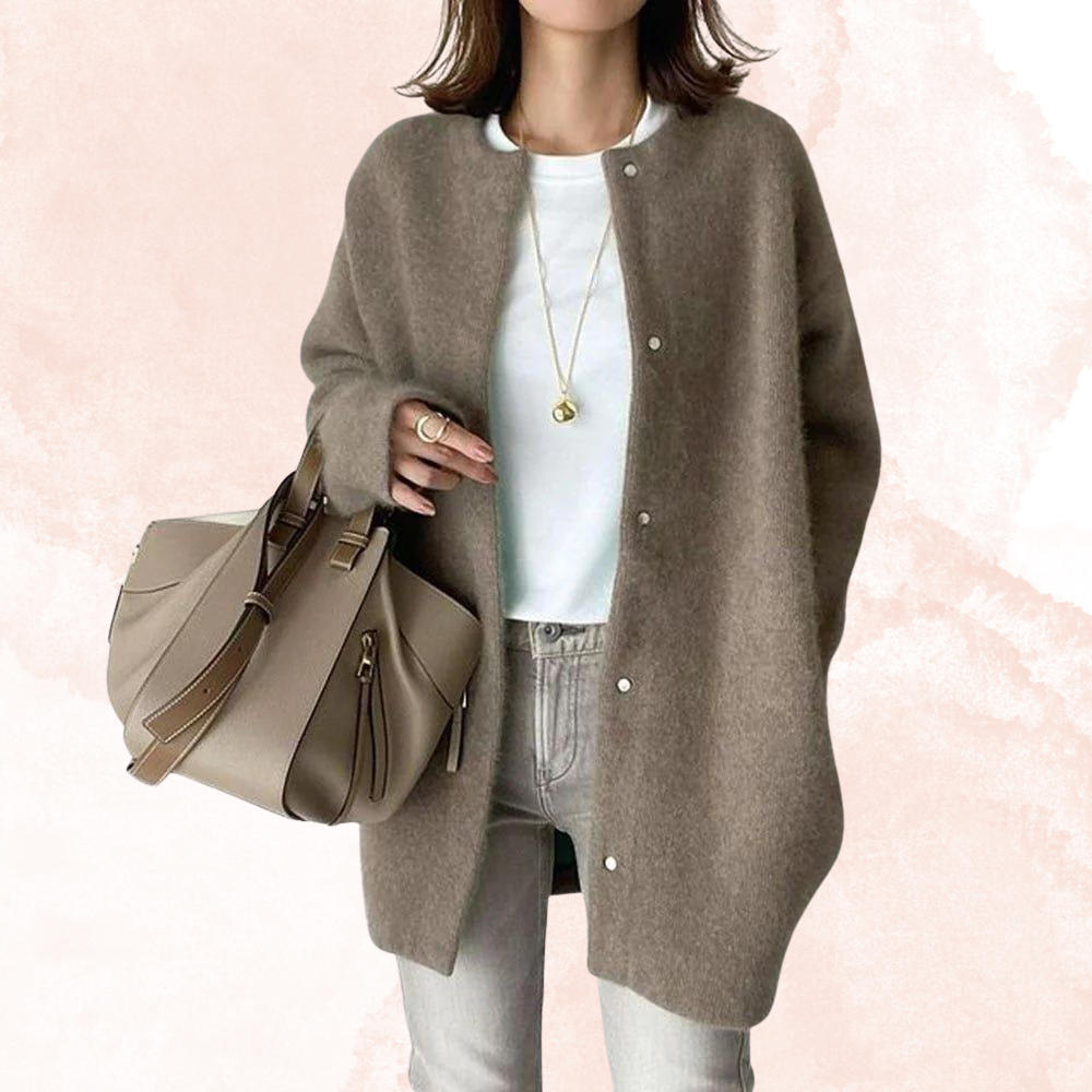 Langärmlige Damenstrickjacke aus Wolle mit Knöpfen – leichter Frühlingspullover für einen lässigen Look