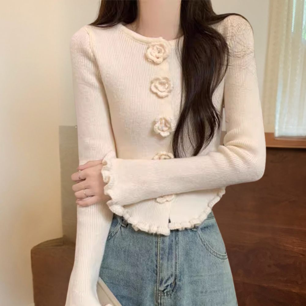 Elisara - Stilvoller Strickpullover für Damen mit trendigen, ausgestellten Ärmeln