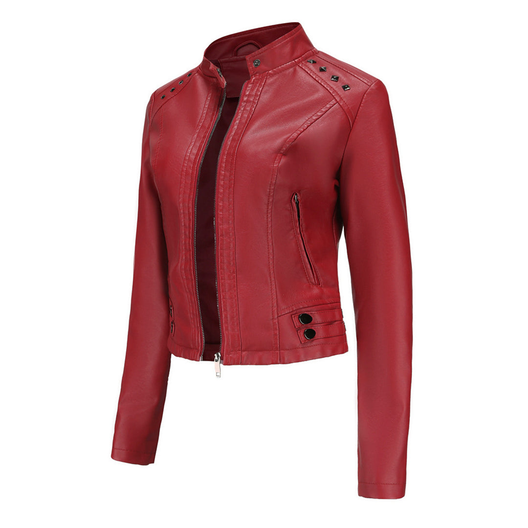 Elegante taillierte Damen Lederjacke für den Frühling – lässiger Biker-Stil