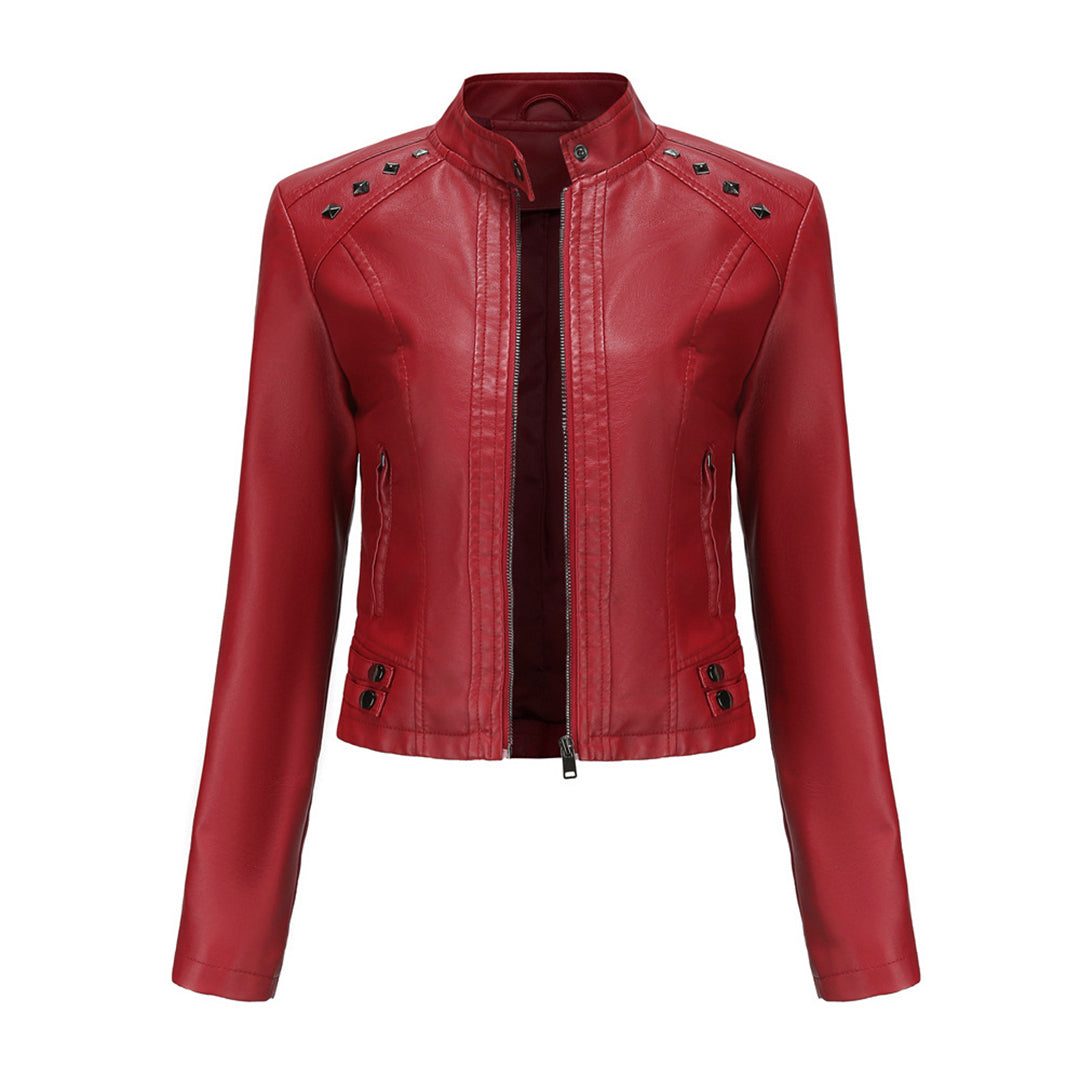 Elegante taillierte Damen Lederjacke für den Frühling – lässiger Biker-Stil