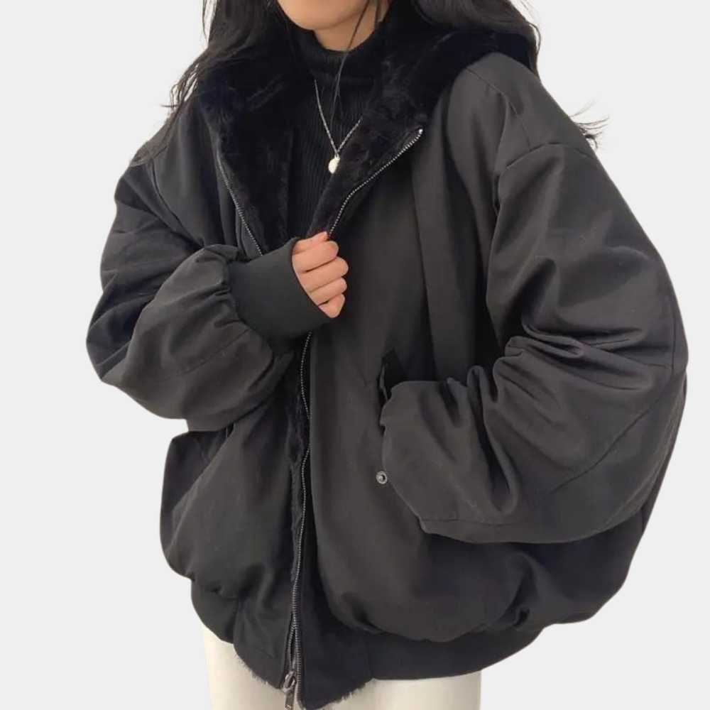 Fleecegefütterte Damen Winterjacke mit Kapuze – Warm und Lässig für die kalte Jahreszeit