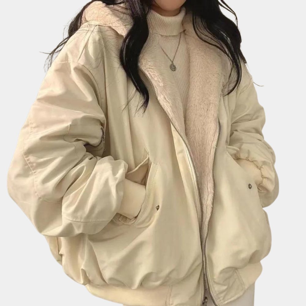 Fleecegefütterte Damen Winterjacke mit Kapuze – Warm und Lässig für die kalte Jahreszeit