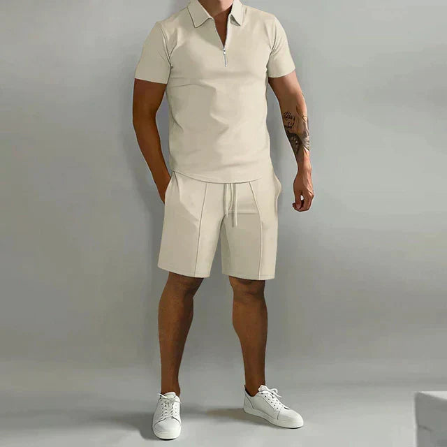 Herren Poloshirt aus Baumwollmix mit kurzem Arm und modischem Reißverschlusskragen