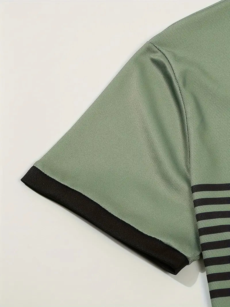 Men's Slim Fit Striped Polo Shirt - Short Sleeve, Casual & Stylish