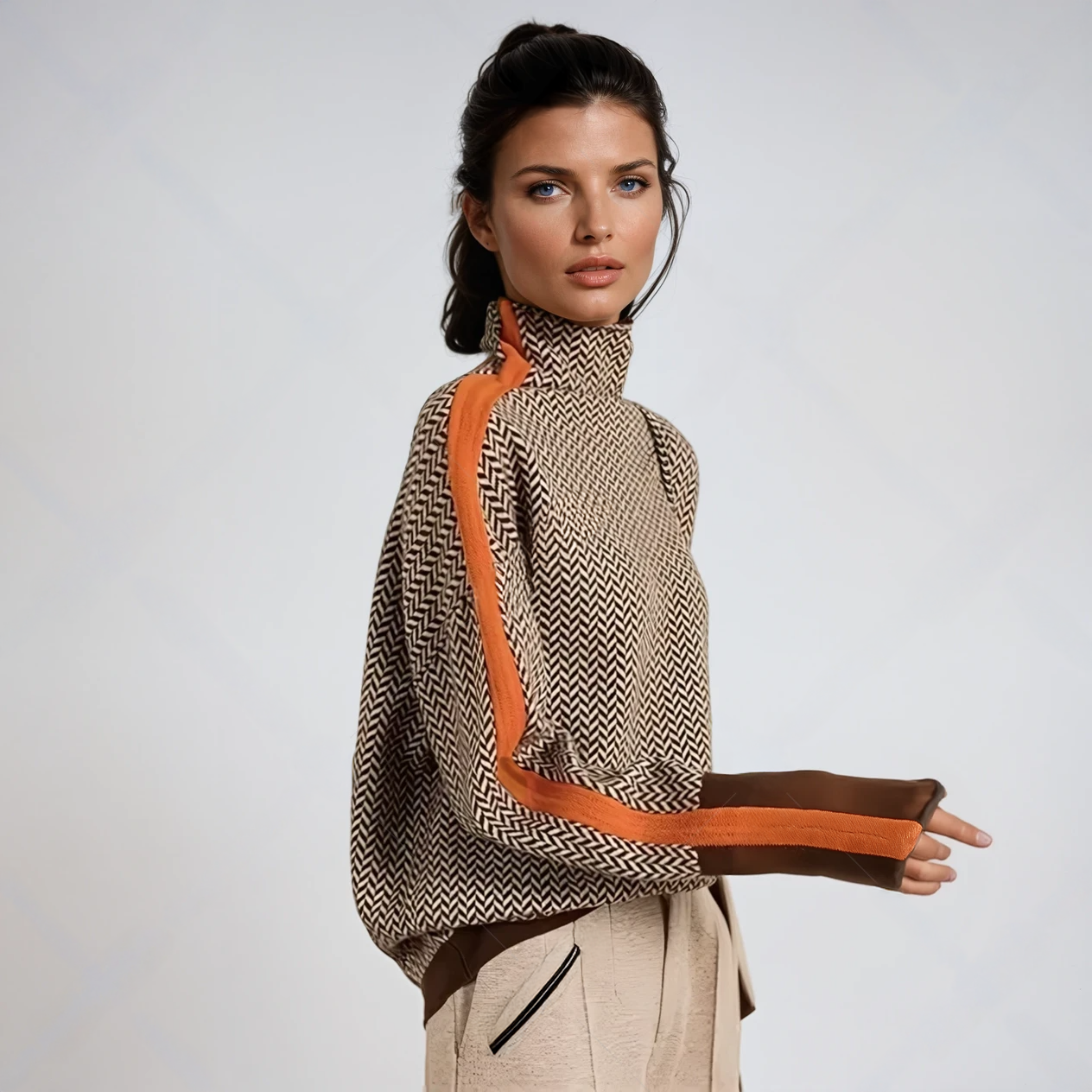 Malou | Rollkragenpullover mit auffälligen Kontraststreifen