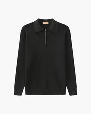 Aaron | Cozy halbem Reißverschluss Herren Gerippt Strickpullover mit Polokragen