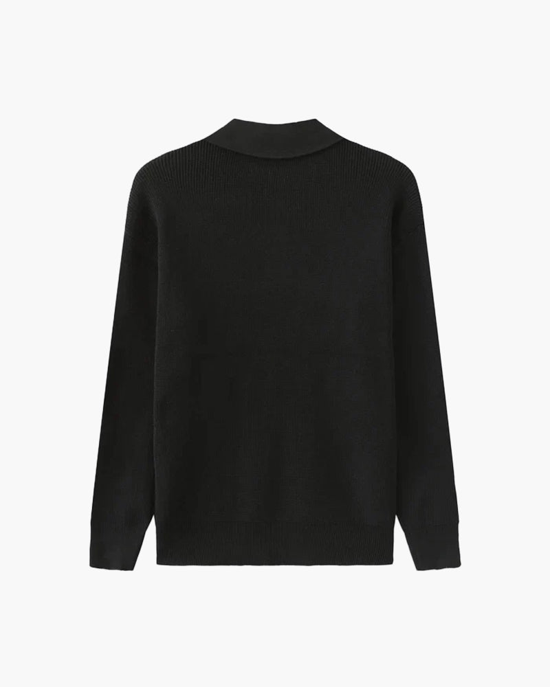 Aaron | Cozy halbem Reißverschluss Herren Gerippt Strickpullover mit Polokragen
