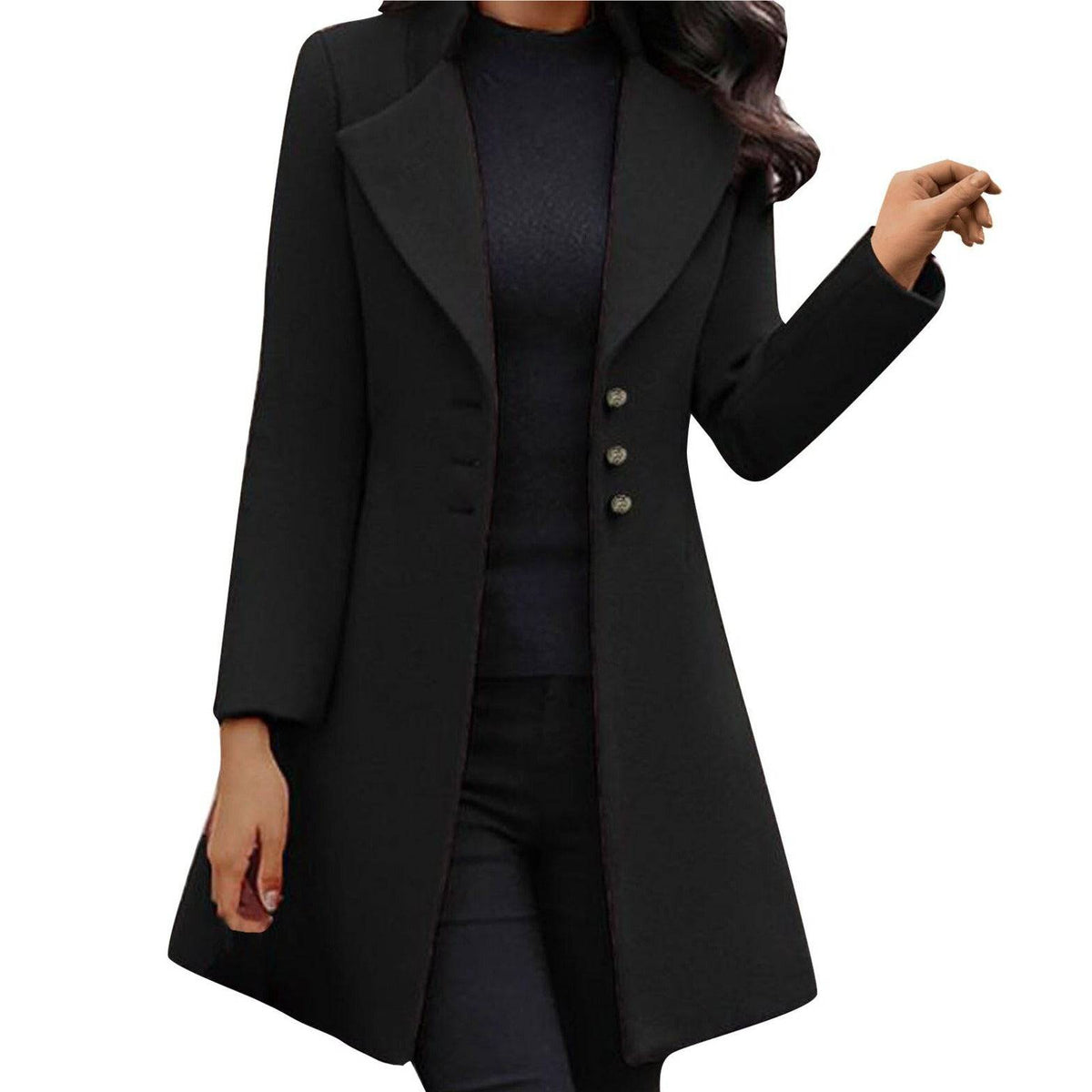 Eleganter klassischer Damen-Wollmantel lang für Herbst und Winter