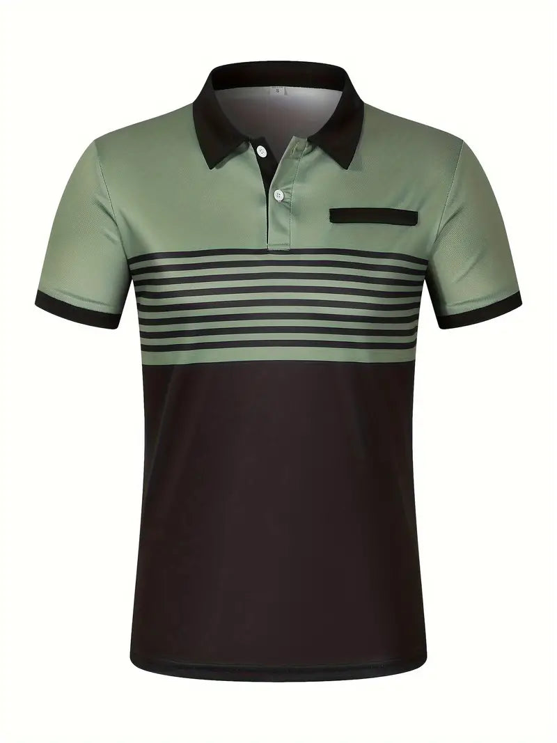 Koszulka polo męska - Slim Fit w paski - Krótki rękaw, casualowa i elegancka