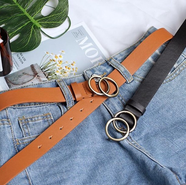 Schicker Aria Damen Ledergürtel mit modischer O-Ring-Schnalle