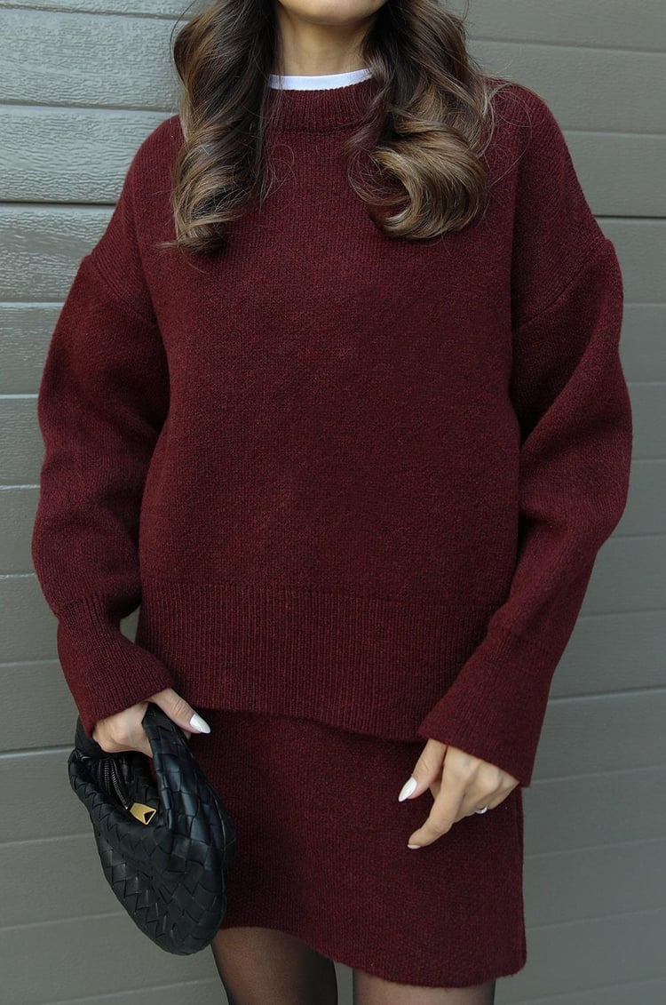 Herbstliches Damen Strickset – Weicher Premiumwolle Pullover und Rock