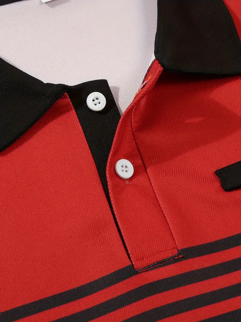 Koszulka polo męska - Slim Fit w paski - Krótki rękaw, casualowa i elegancka