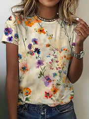 Leichtes und elegantes T-Shirt mit attraktivem Blumenmuster für sommerliche Looks