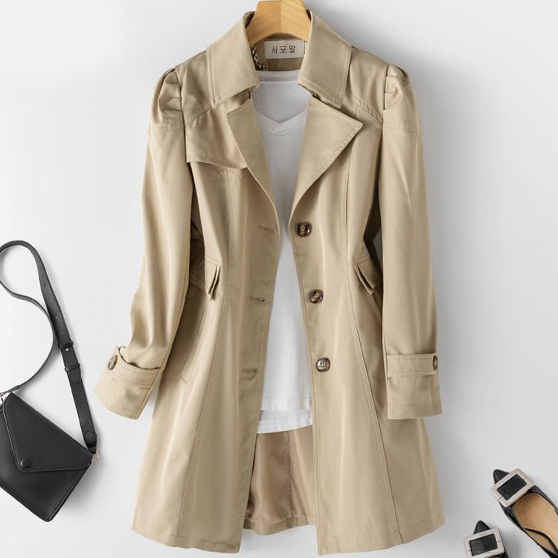 Eleganter klassischer Damen-Trenchcoat aus leichter Baumwolle für den Frühling