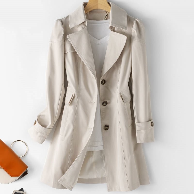 Eleganter klassischer Damen-Trenchcoat aus leichter Baumwolle für den Frühling