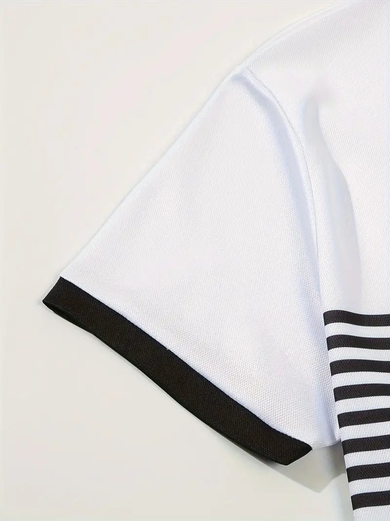 Koszulka polo męska - Slim Fit w paski - Krótki rękaw, casualowa i elegancka