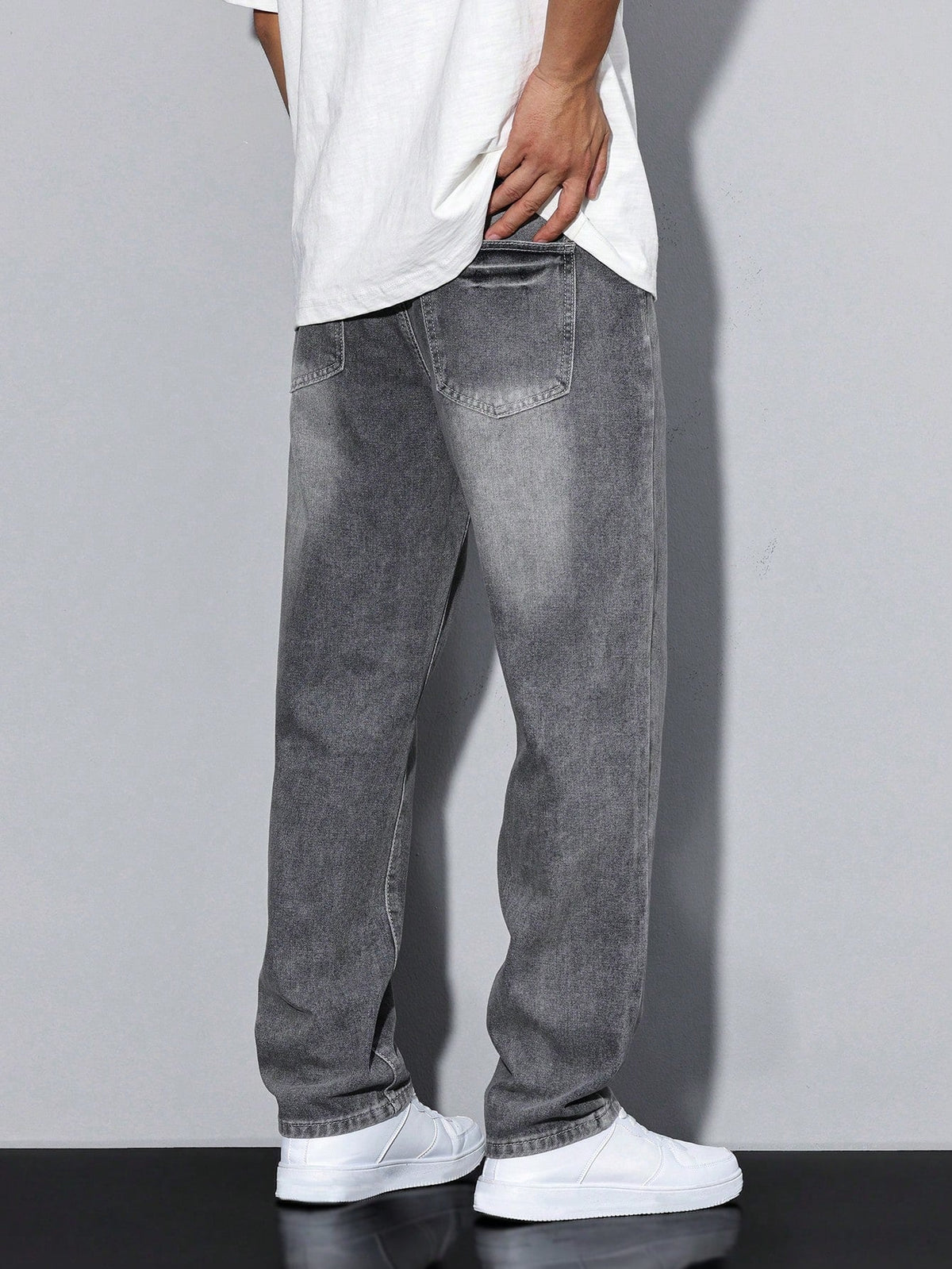 Herren Einfarbige Jeans – Lässige Passform mit Gerader Beinform