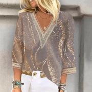Leichte Damen Sommerbluse mit V-Ausschnitt