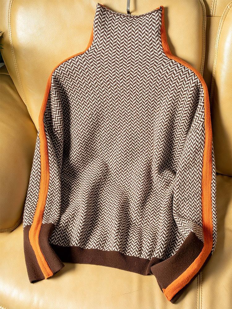 Malou | Rollkragenpullover mit auffälligen Kontraststreifen