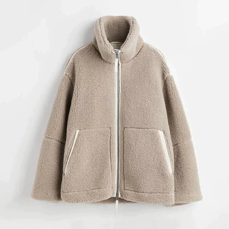 Frühlings Damen Oversize Teddy-Fleece-Jacke – Warme Polarschicht im lässigen Stil
