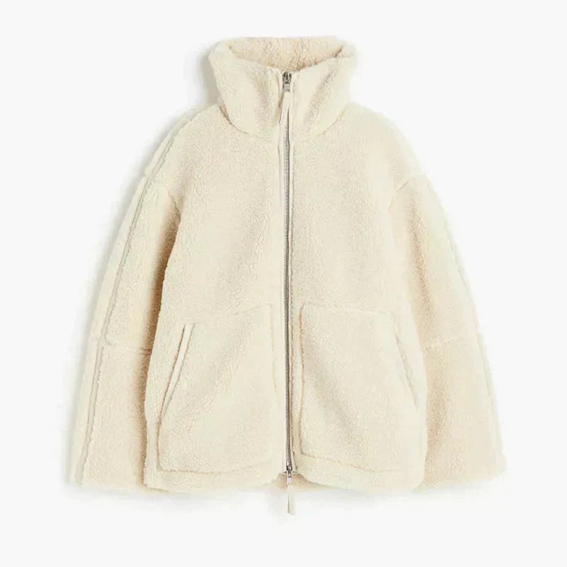 Frühlings Damen Oversize Teddy-Fleece-Jacke – Warme Polarschicht im lässigen Stil
