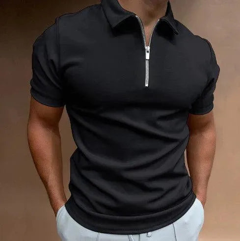 Herren Slim Fit Polo mit Reißverschluss - Atmungsaktives Kurzarmshirt im lässigen Stil