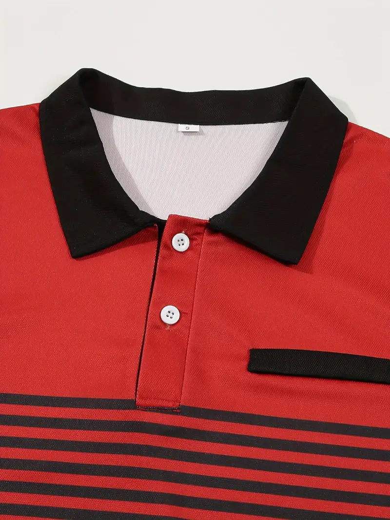 Koszulka polo męska - Slim Fit w paski - Krótki rękaw, casualowa i elegancka