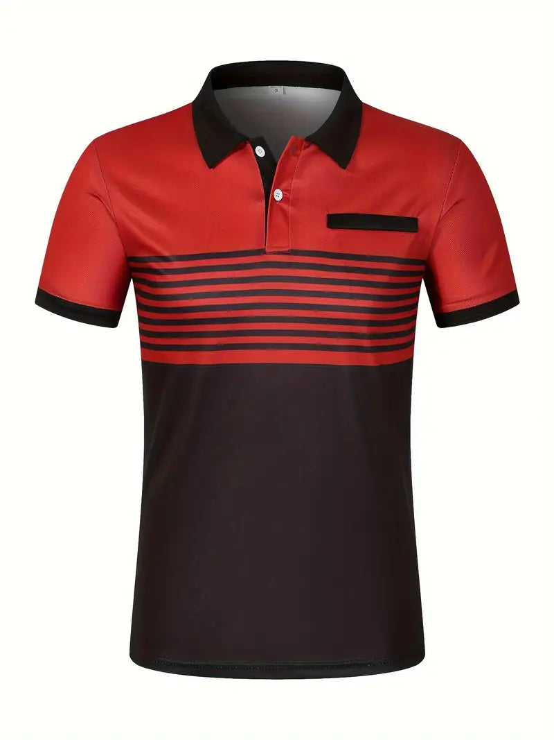Koszulka polo męska - Slim Fit w paski - Krótki rękaw, casualowa i elegancka