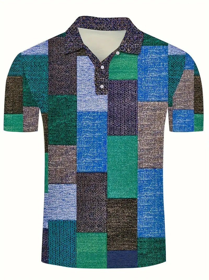 Modisches Herren-Polo mit einzigartigem Patchwork-Design - Kurzarm und atmungsaktiv für entspannte Freizeitlooks