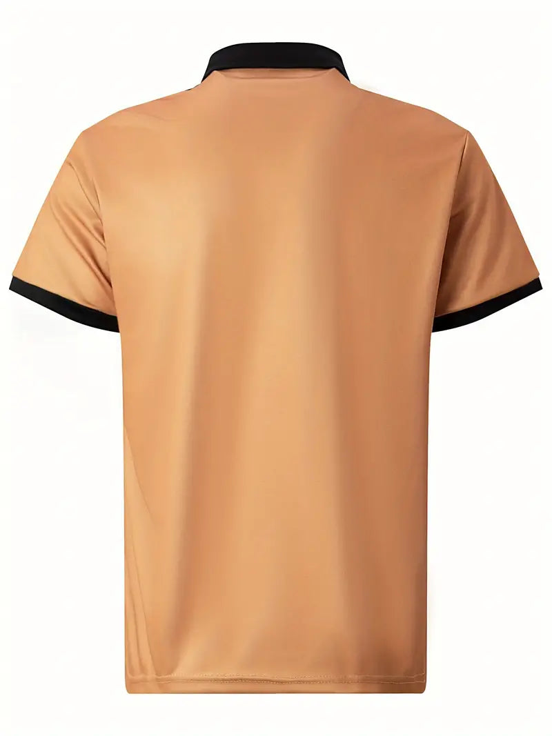 Polos pour hommes - Coupe classique - Col et poignets en contraste - Motif rayé sur la poitrine