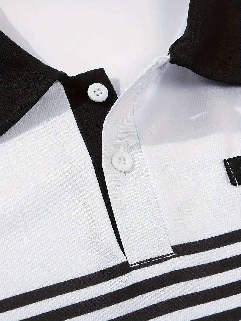Herren Slim Fit Polohemd mit Streifenmuster - Kurzarm, lässig und elegant