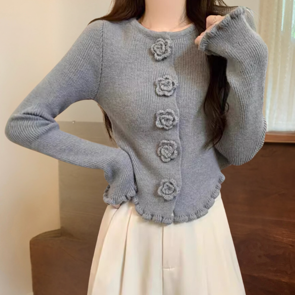 Elisara - Stilvoller Strickpullover für Damen mit trendigen, ausgestellten Ärmeln