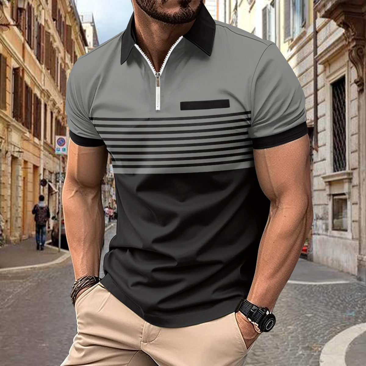 Modisches Herren Poloshirt mit Streifen - Slim Fit und atmungsaktiver Freizeitlook
