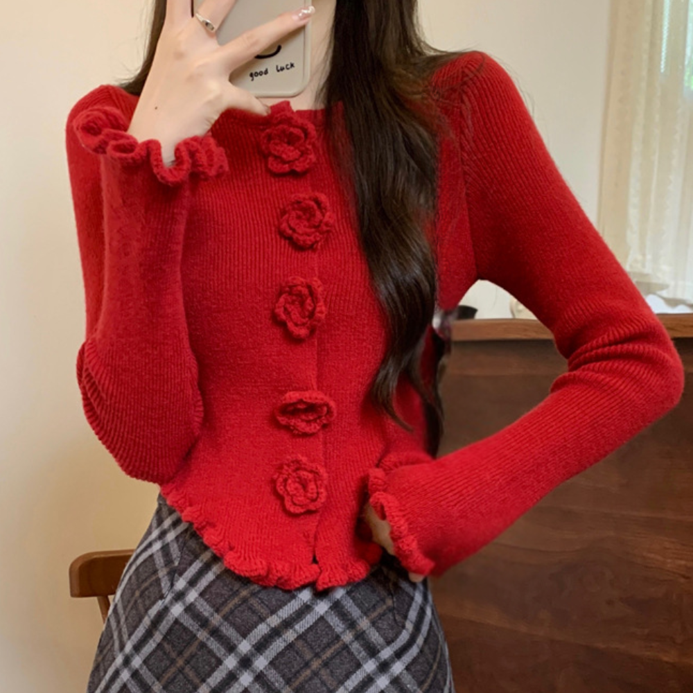 Elisara - Stilvoller Strickpullover für Damen mit trendigen, ausgestellten Ärmeln