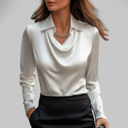 Damenbluse mit drapiertem Kragen – Regular Fit für den Büroalltag