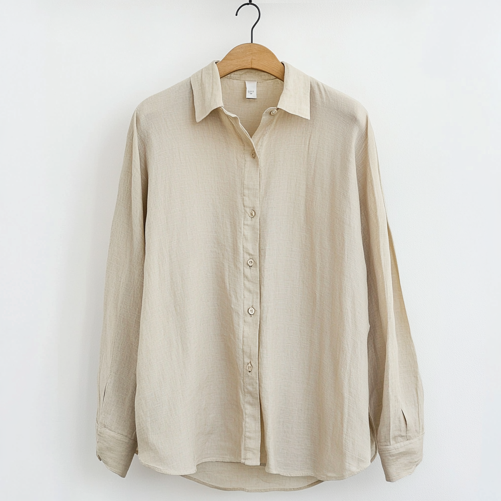 Camisa de Lino para Hombre - Corte Suelto - Manga Larga - Con Botones - Ideal para Ocasiones Casual y Fresca