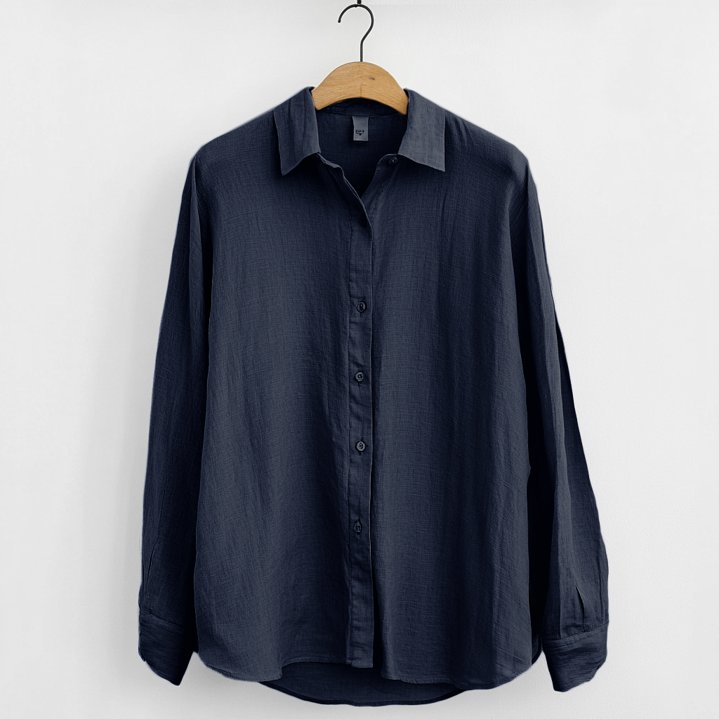 Camisa de Lino para Hombre - Corte Relajado - Manga Larga - Con Botones - Ideal para Ocasiones Casual y Fresca