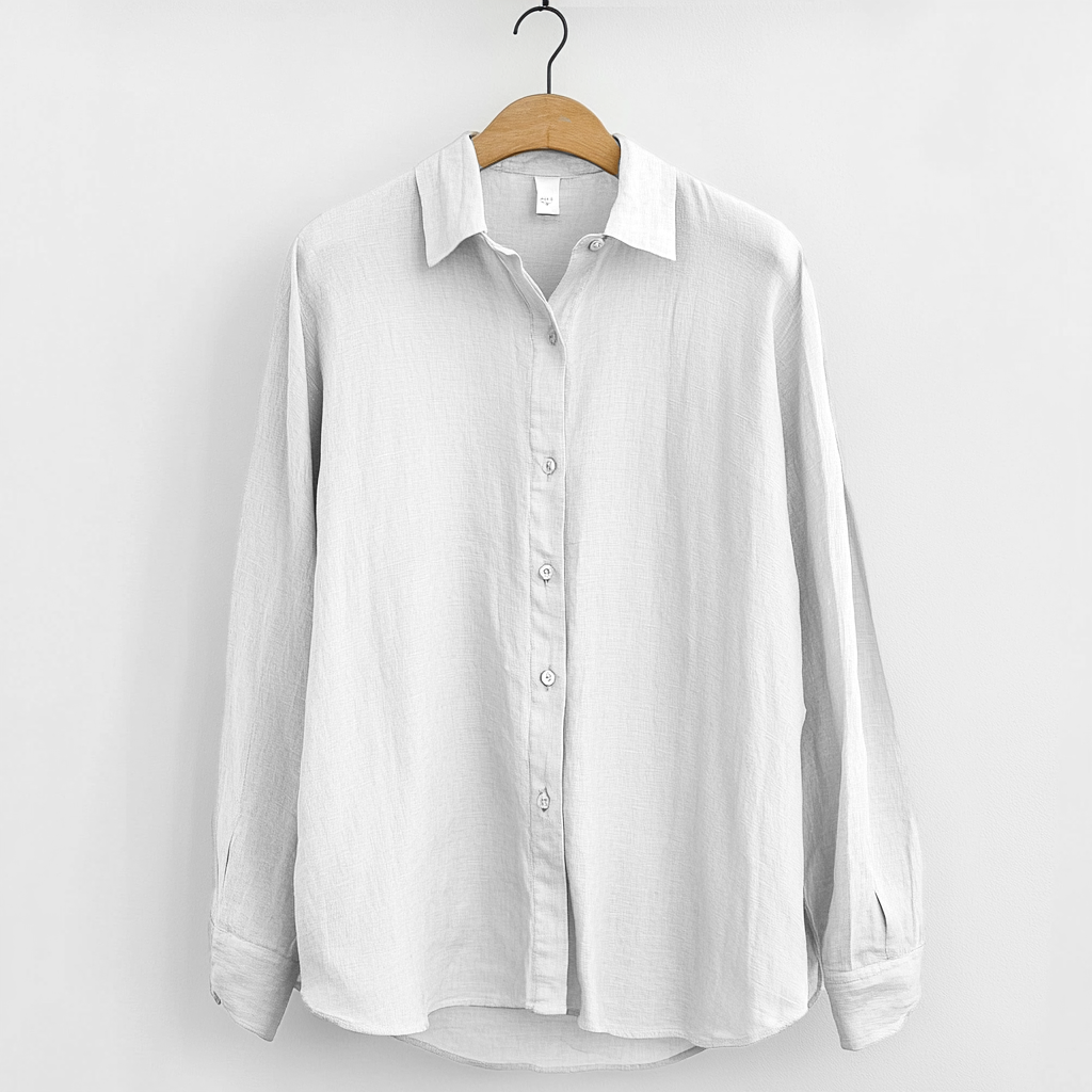 Men's Relaxed Fit Long Sleeve Linen Shirt - Casual and Breathable with Button Closure