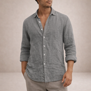 Men's Regular Fit Long Sleeve Linen Shirt for Summer