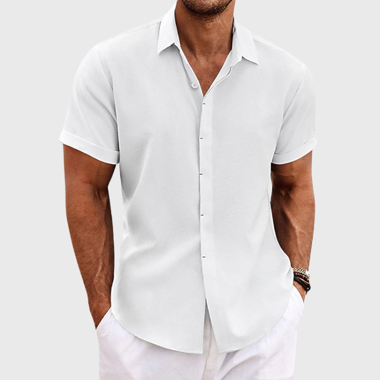 Men's Short Sleeve Linen Shirt for Summer