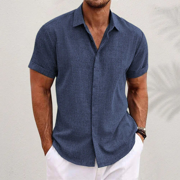 Men's Short Sleeve Linen Shirt for Summer