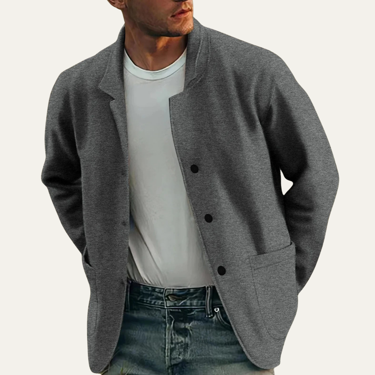 Leichte Herren-Casualjacke mit Knöpfen für den Alltag